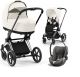 Cybex Priam 4.0 - wózek wielofunkcyjny, zestaw 3w1 z fotelikiem Cloud T-ROSEGOLD-Off White