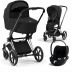 Cybex Priam 4.0 - wózek wielofunkcyjny, zestaw 3w1 z fotelikiem Cloud T-CHROMOWANA Z CZARNYM WYKOŃCZENIEM-Sepia Black