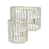 Waldin Oliwkowe łóżeczko owalne 7w1 z materacem