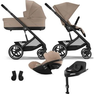 CYBEX BALIOS S LUX 2.0 wózek 4w1 -Almond Beige Plus ( Black Frame)- fotelikiem CLOUD G i-Size + Baza G + adaptery