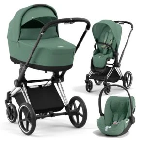 Cybex Priam 4.0 - wózek wielofunkcyjny, zestaw 3w1 z fotelikiem Cloud T-ROSEGOLD-Leaf Green