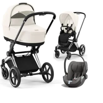 Cybex Priam 4.0 - wózek wielofunkcyjny, zestaw 3w1 z fotelikiem Cloud T-ROSEGOLD-Off White